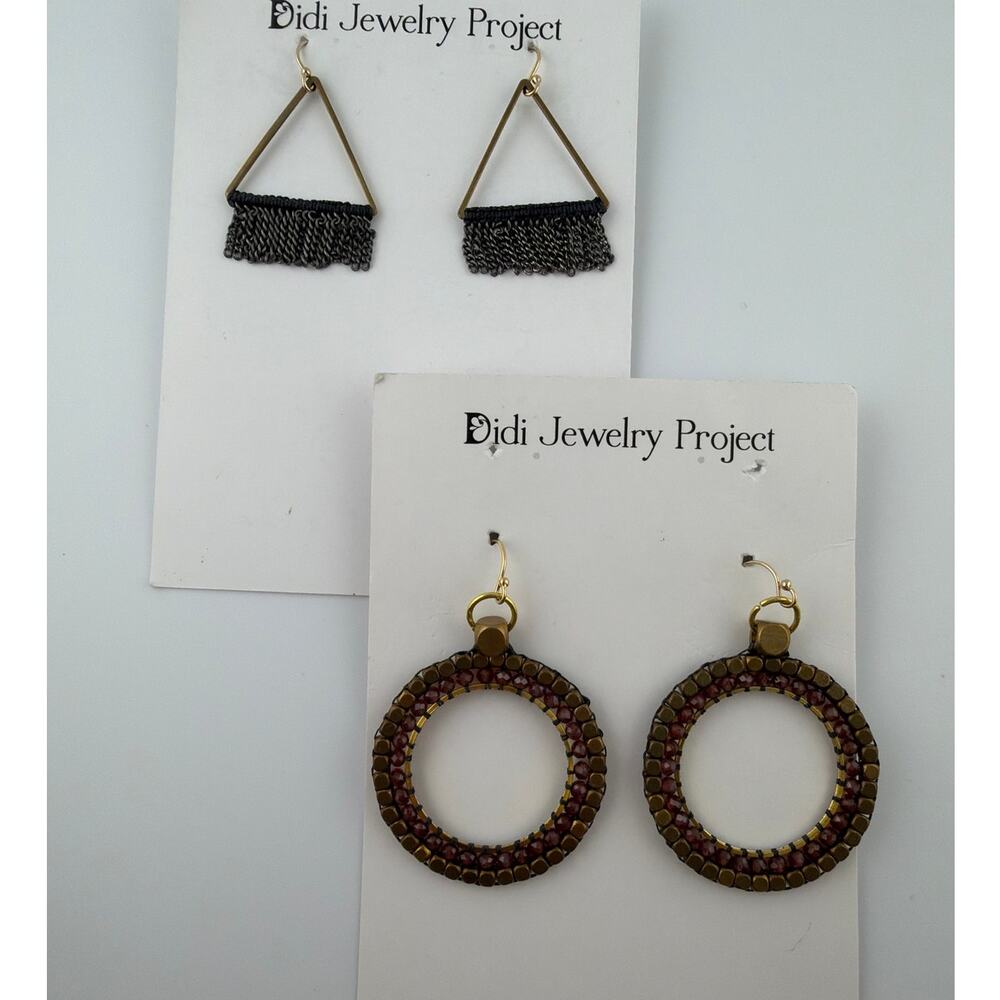 NWT Didi Jewelry Project Set 2 Earrings Chain and Beaded Circle Dangle Earrings